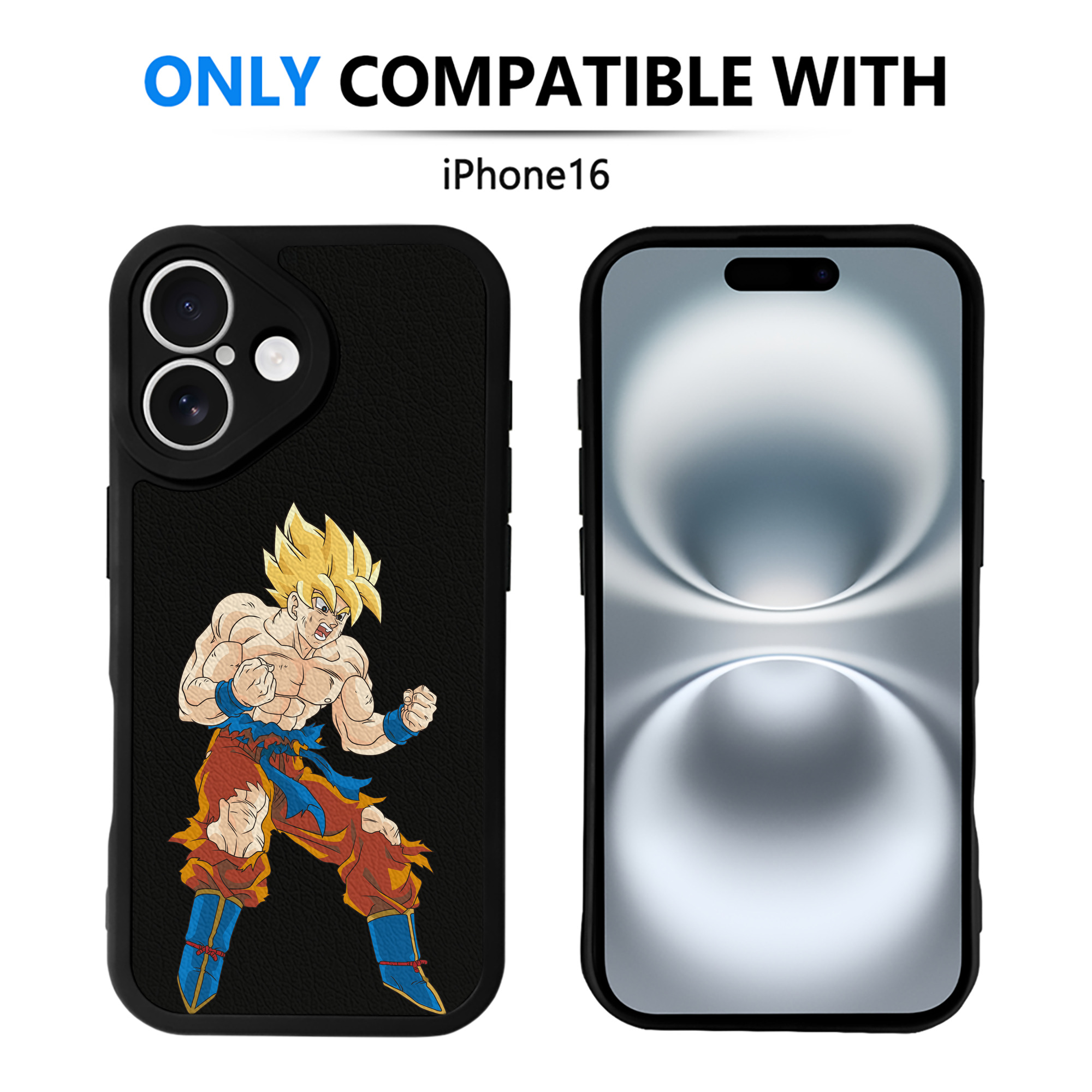 （画像用） ドラゴンボール 孫悟空（そん ごくう）Son Goku カカロット DRAGON BALL Kakarotto 【iPhone 16シリーズ対応】シリコンスマホケース（レザー調） 材質：シリコン
